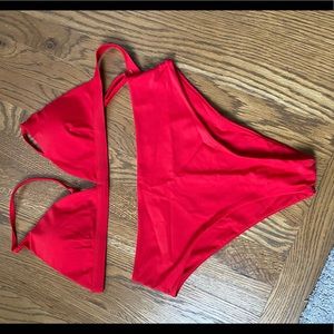 Red swim suit